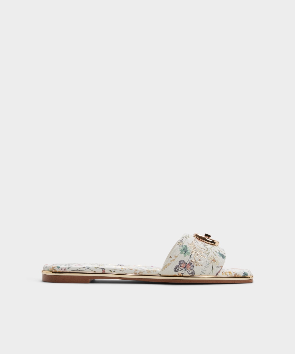 Sandalias planas de mujer con punta cuadrada - Aldo - Blanco hielo Blanco hielo-1
