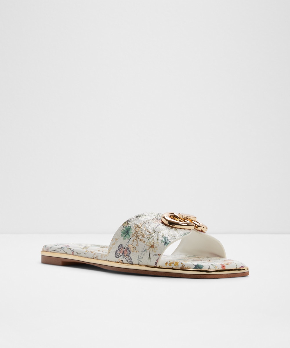 Sandalias planas de mujer con punta cuadrada - Aldo - Blanco hielo Blanco hielo-4