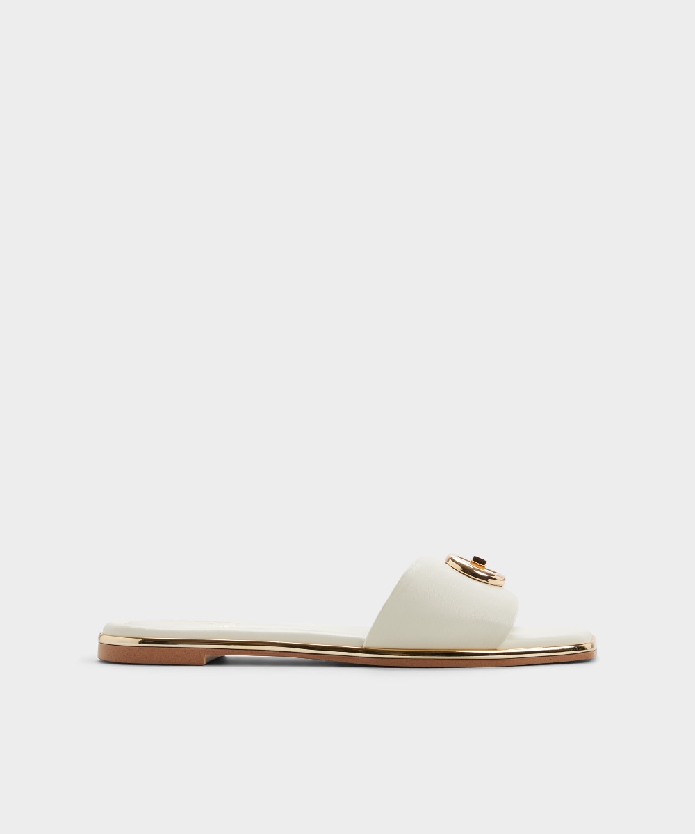 Sandalias planas de mujer con punta cuadrada - Aldo - Blanco / Cromo Blanco / Cromo-1