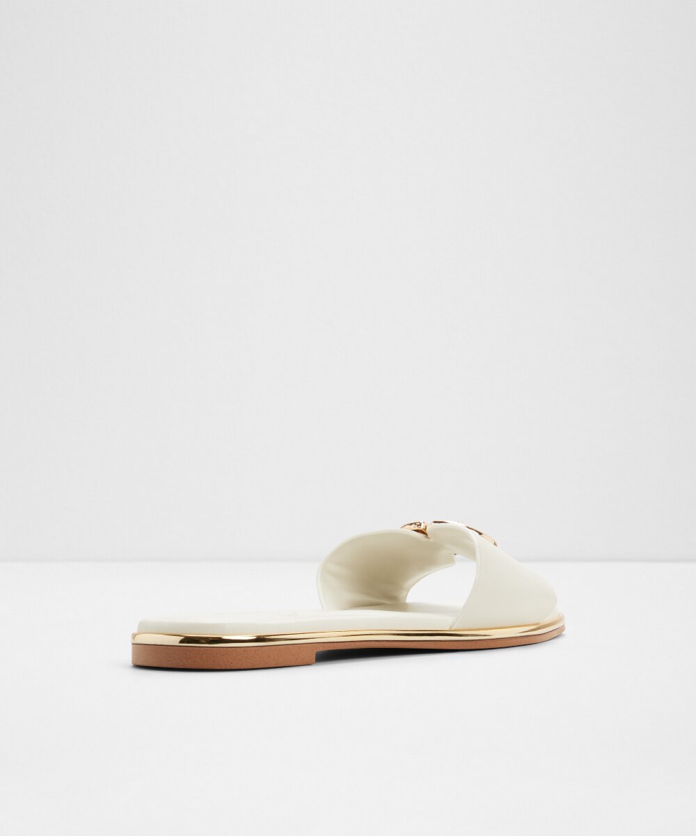 Sandalias planas de mujer con punta cuadrada - Aldo - Blanco / Cromo Blanco / Cromo-3
