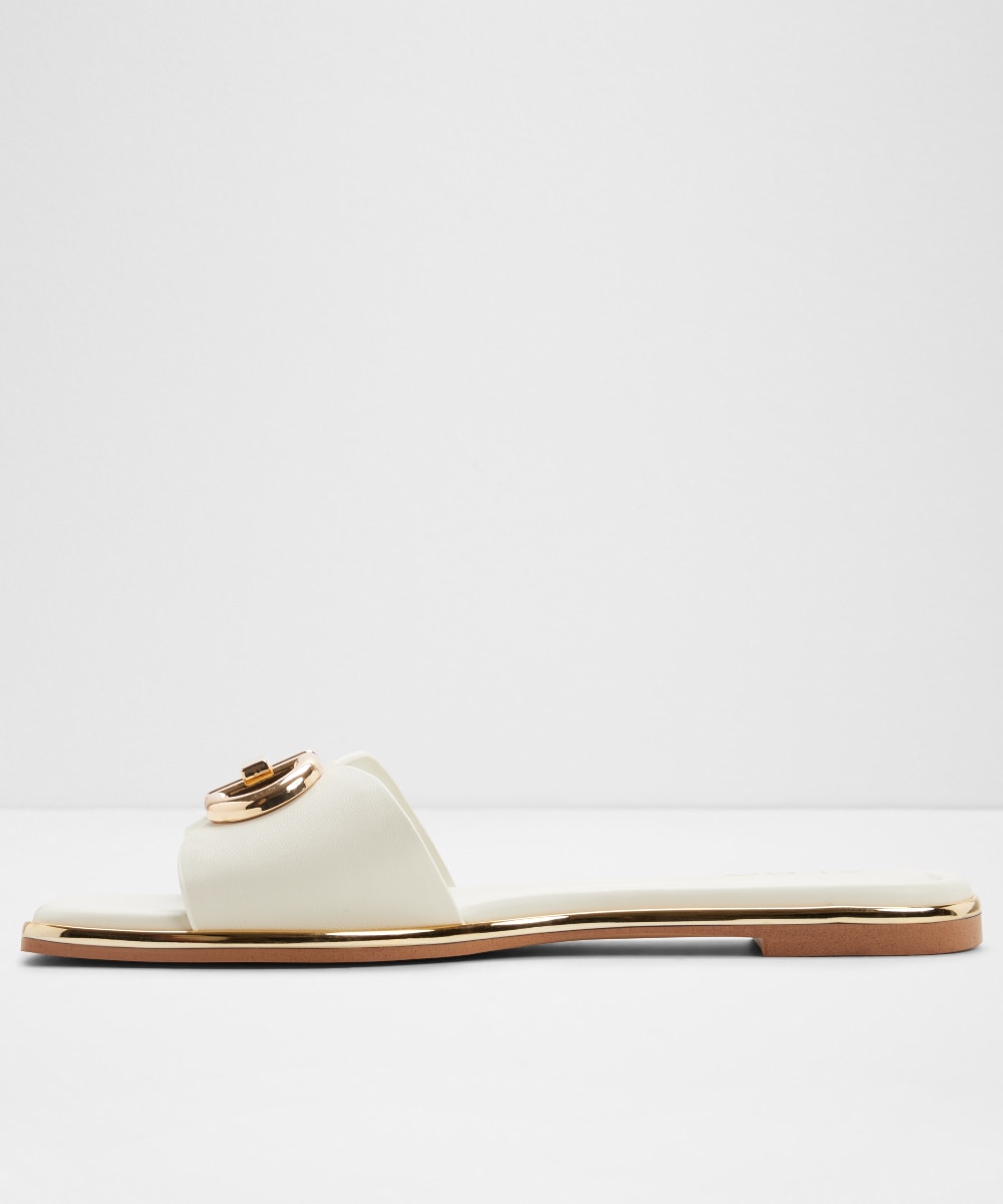 Sandalias planas de mujer con punta cuadrada - Aldo - Blanco / Cromo Blanco / Cromo-2