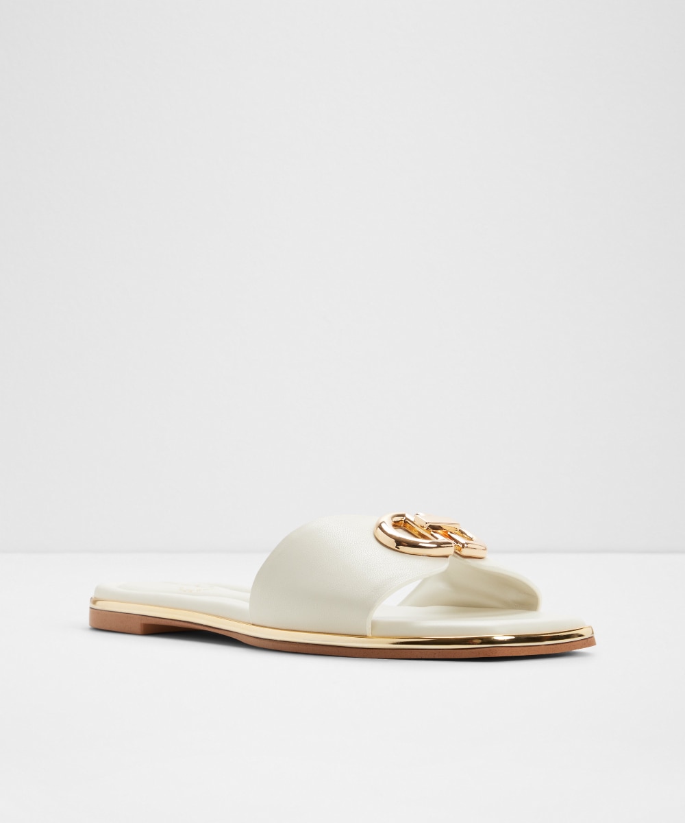 Sandalias planas de mujer con punta cuadrada - Aldo - Blanco / Cromo Blanco / Cromo-4