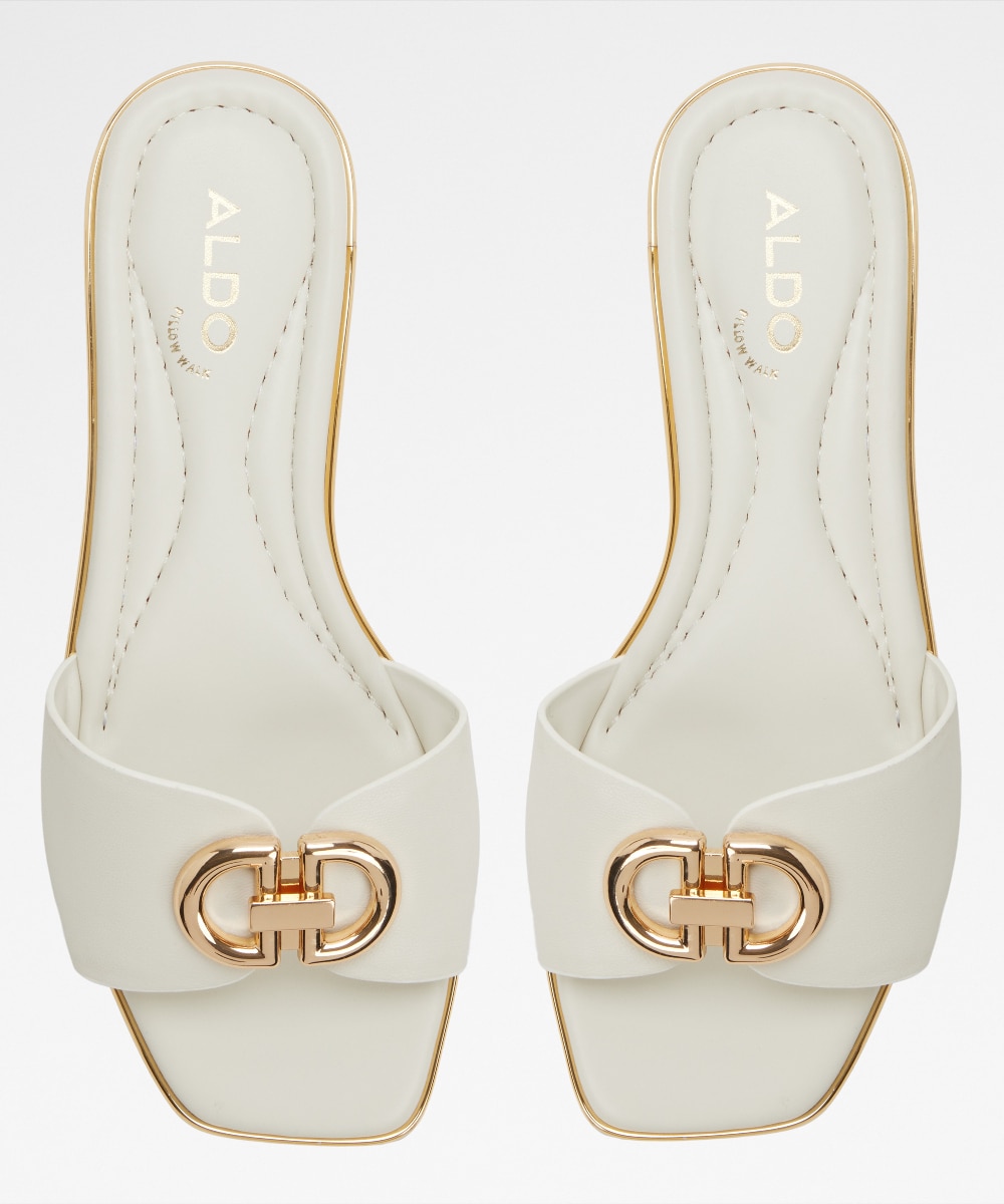 Sandalias planas de mujer con punta cuadrada - Aldo - Blanco / Cromo Blanco / Cromo-6