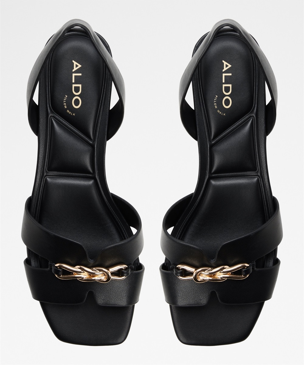 Sandalias planas de mujer con punta cuadrada - Aldo - Negro Negro-3