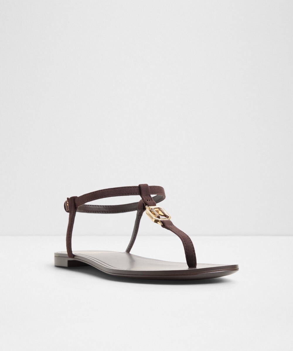 Sandalias planas de mujer con punta redonda - Aldo - Marrón chocolate Marrón chocolate-4