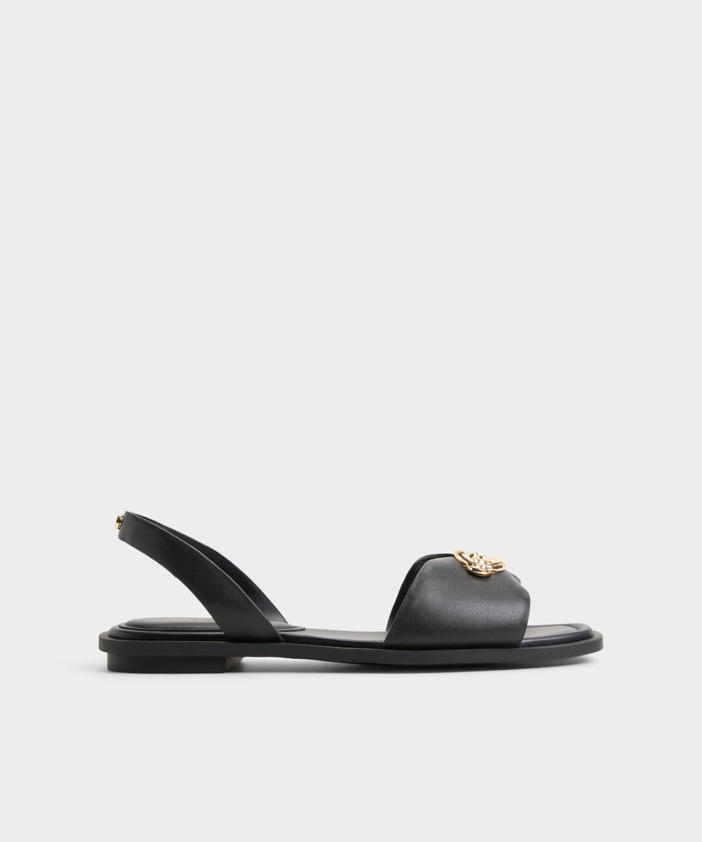 Sandalias planas de mujer con punta cuadrada - Aldo - Negro Negro-1