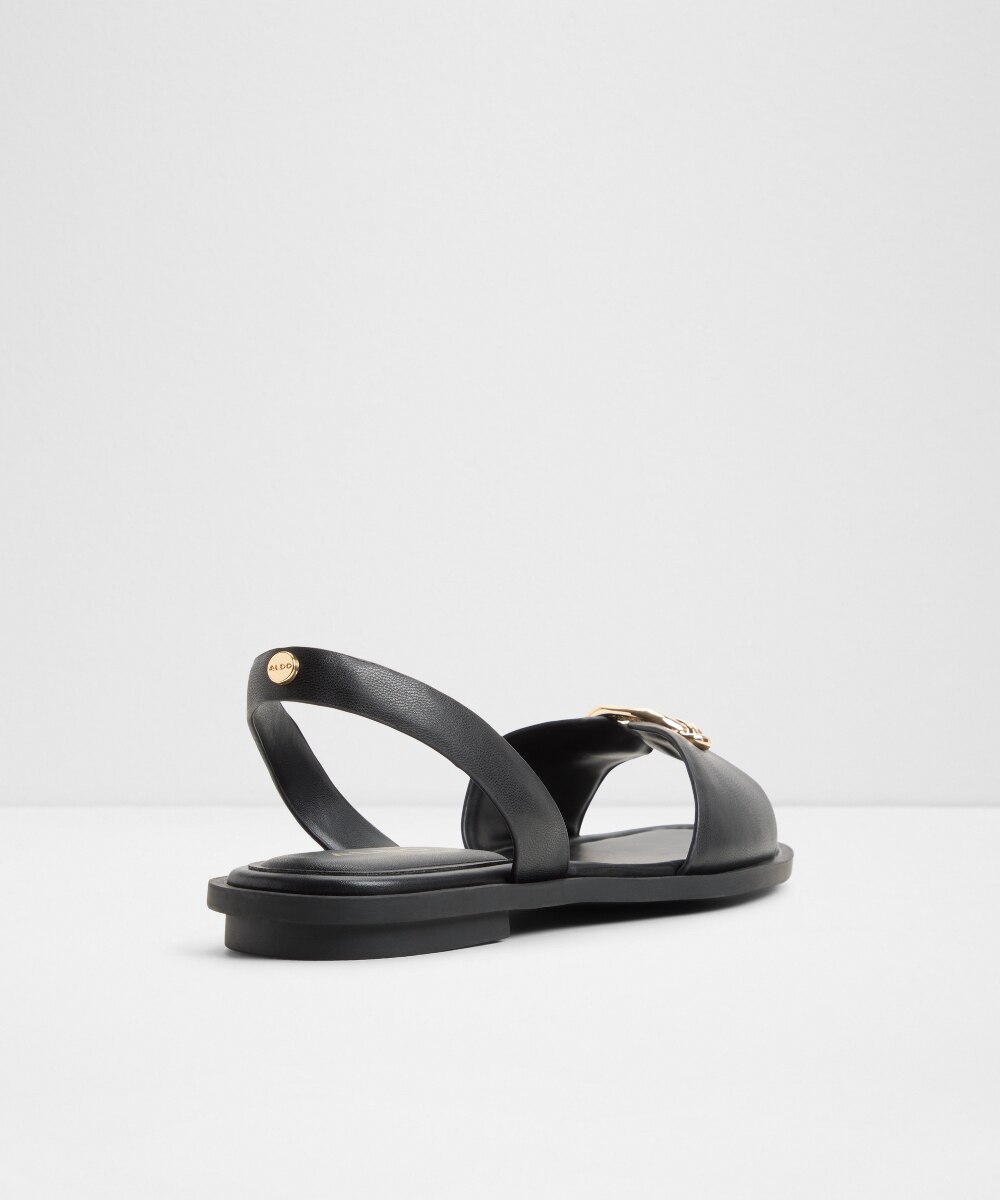 Sandalias planas de mujer con punta cuadrada - Aldo - Negro Negro-3