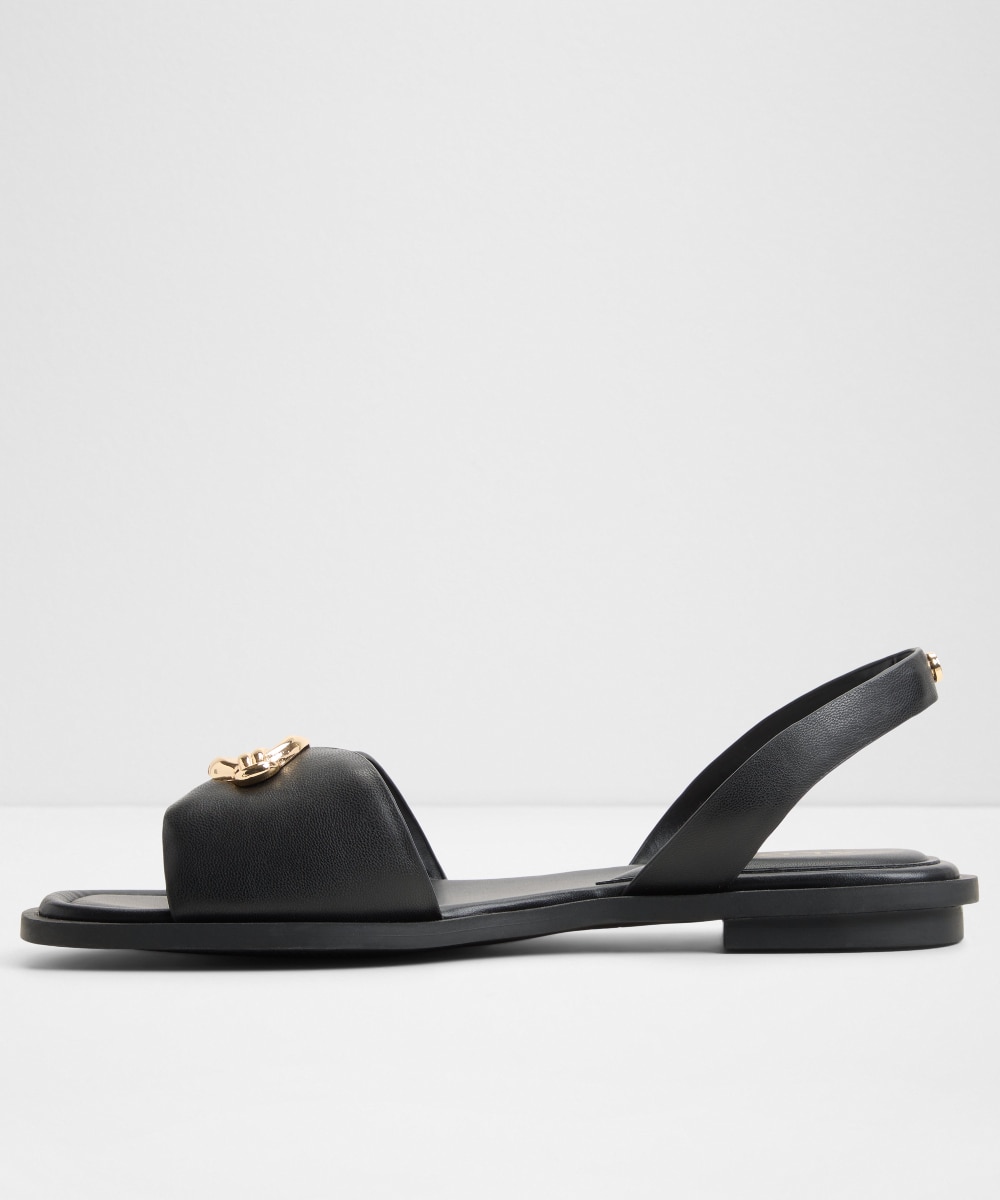 Sandalias planas de mujer con punta cuadrada - Aldo - Negro Negro-2