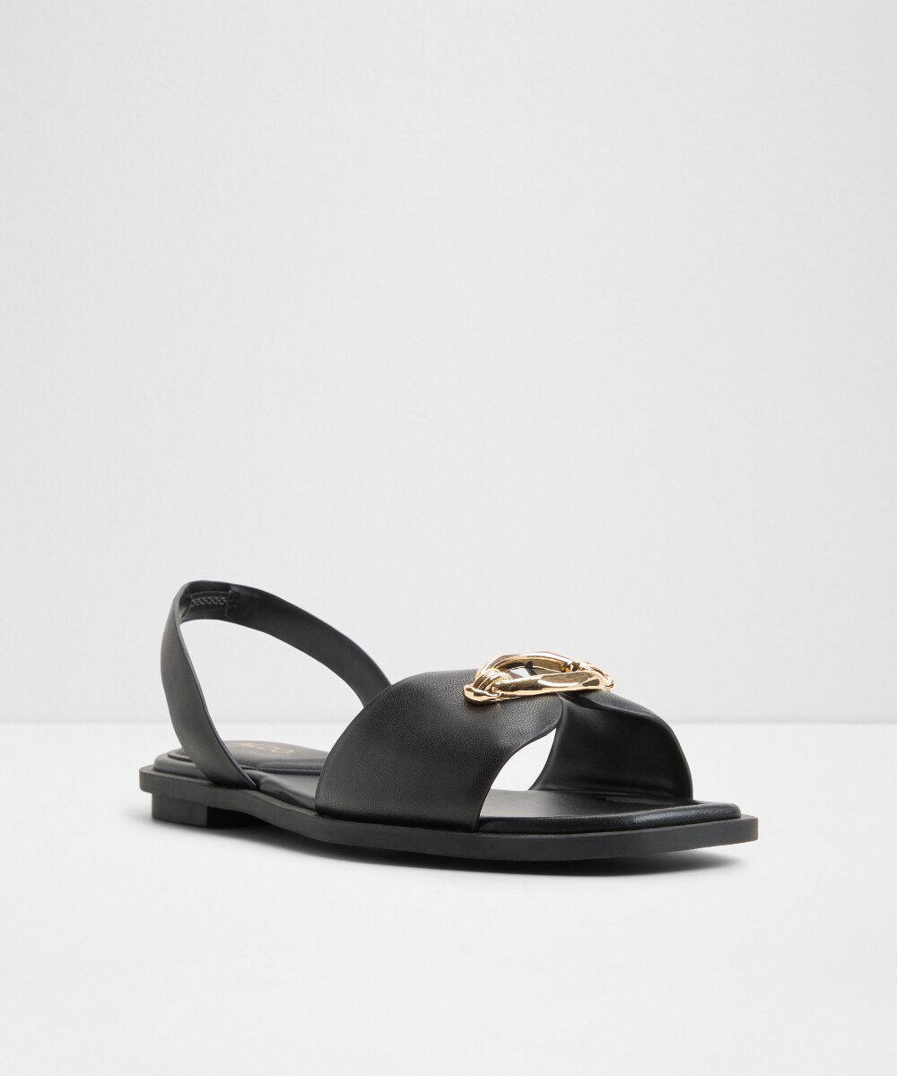 Sandalias planas de mujer con punta cuadrada - Aldo - Negro Negro-4