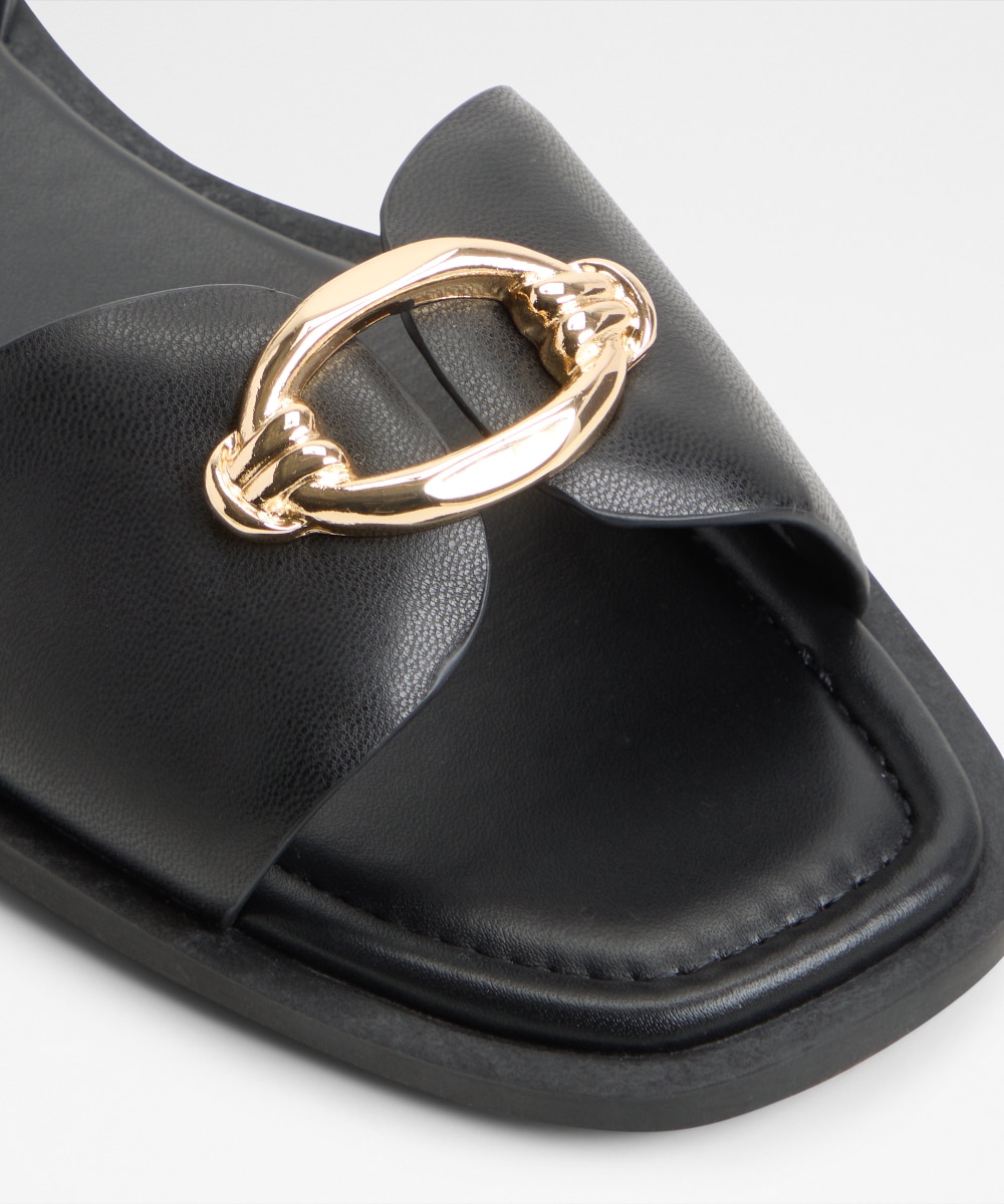 Sandalias planas de mujer con punta cuadrada - Aldo - Negro Negro-5