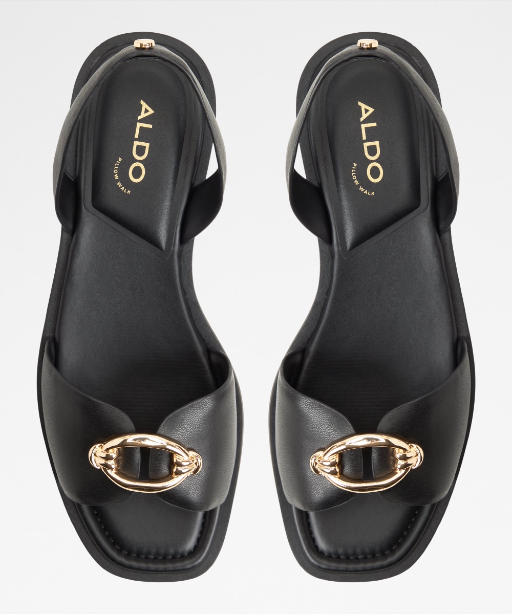 Sandalias planas de mujer con punta cuadrada - Aldo - Negro Negro-6