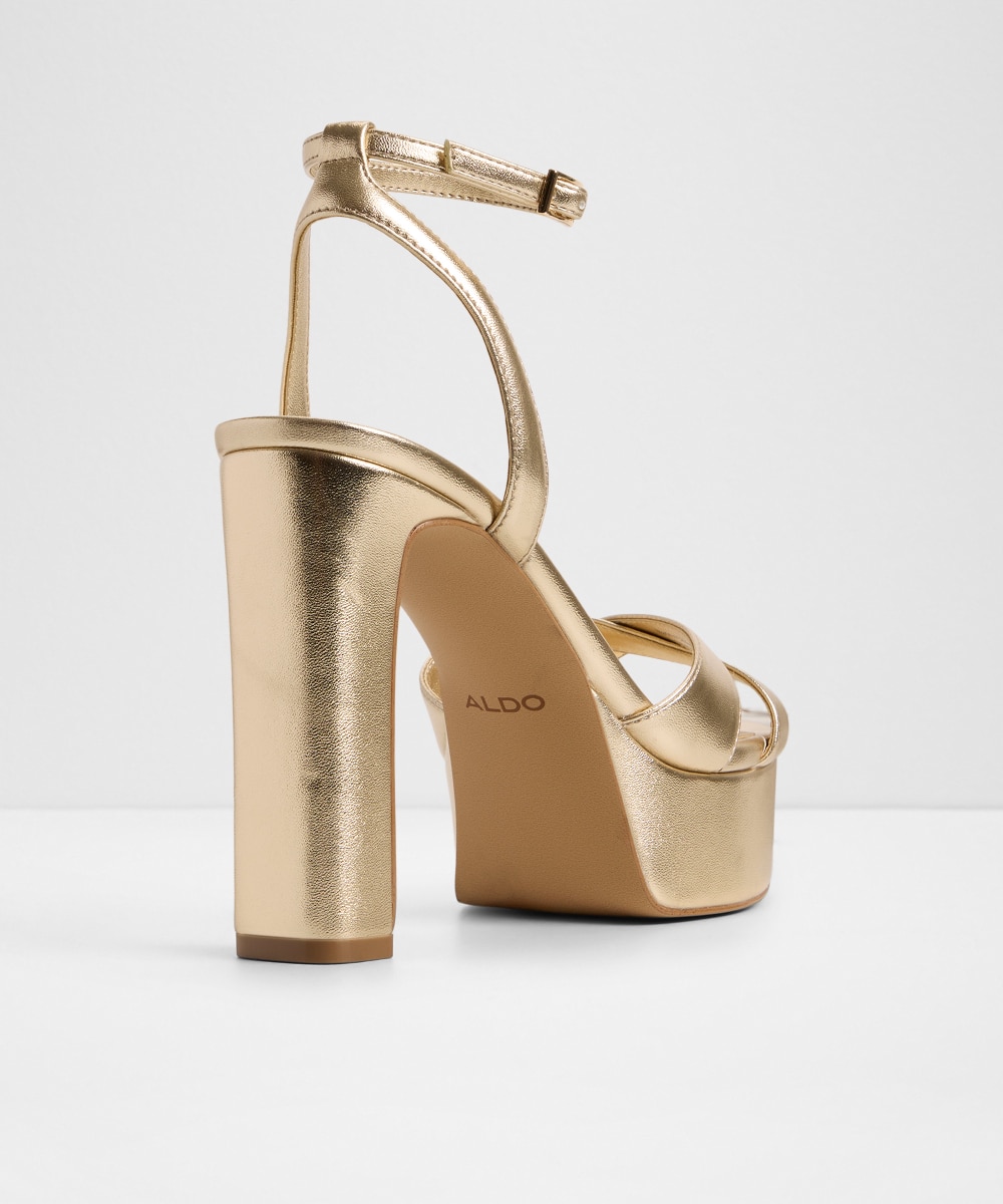 Sandalias de tacón de mujer con punta redonda - Aldo - Oro Oro-3