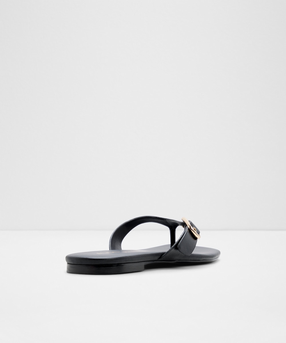Sandalias planas de mujer con punta cuadrada - Aldo - Negro Negro-3