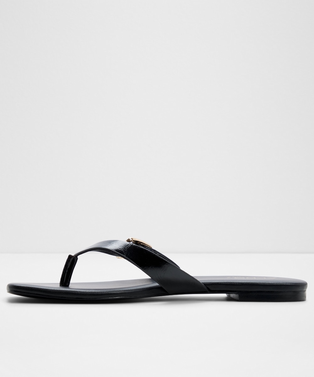 Sandalias planas de mujer con punta cuadrada - Aldo - Negro Negro-2
