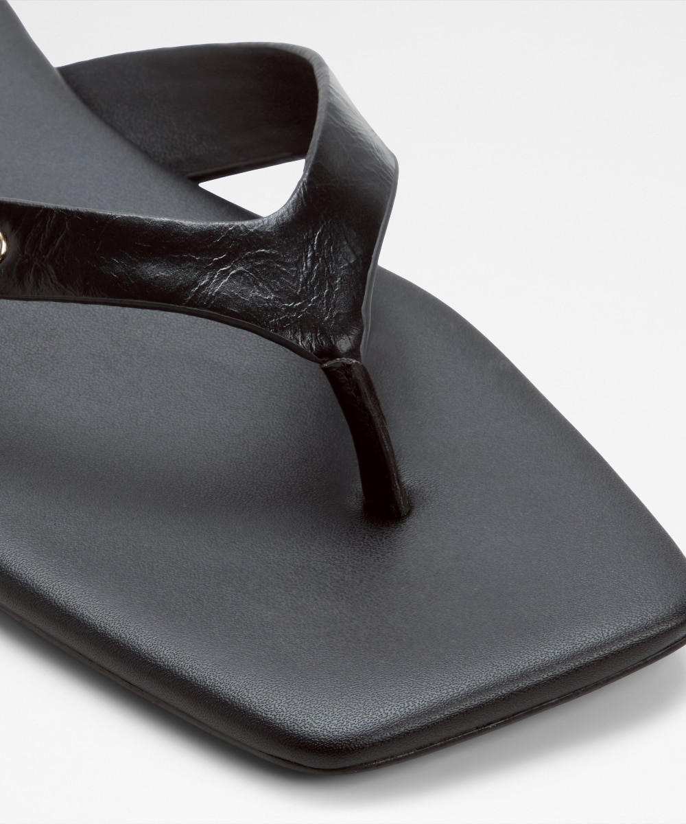 Sandalias planas de mujer con punta cuadrada - Aldo - Negro Negro-5