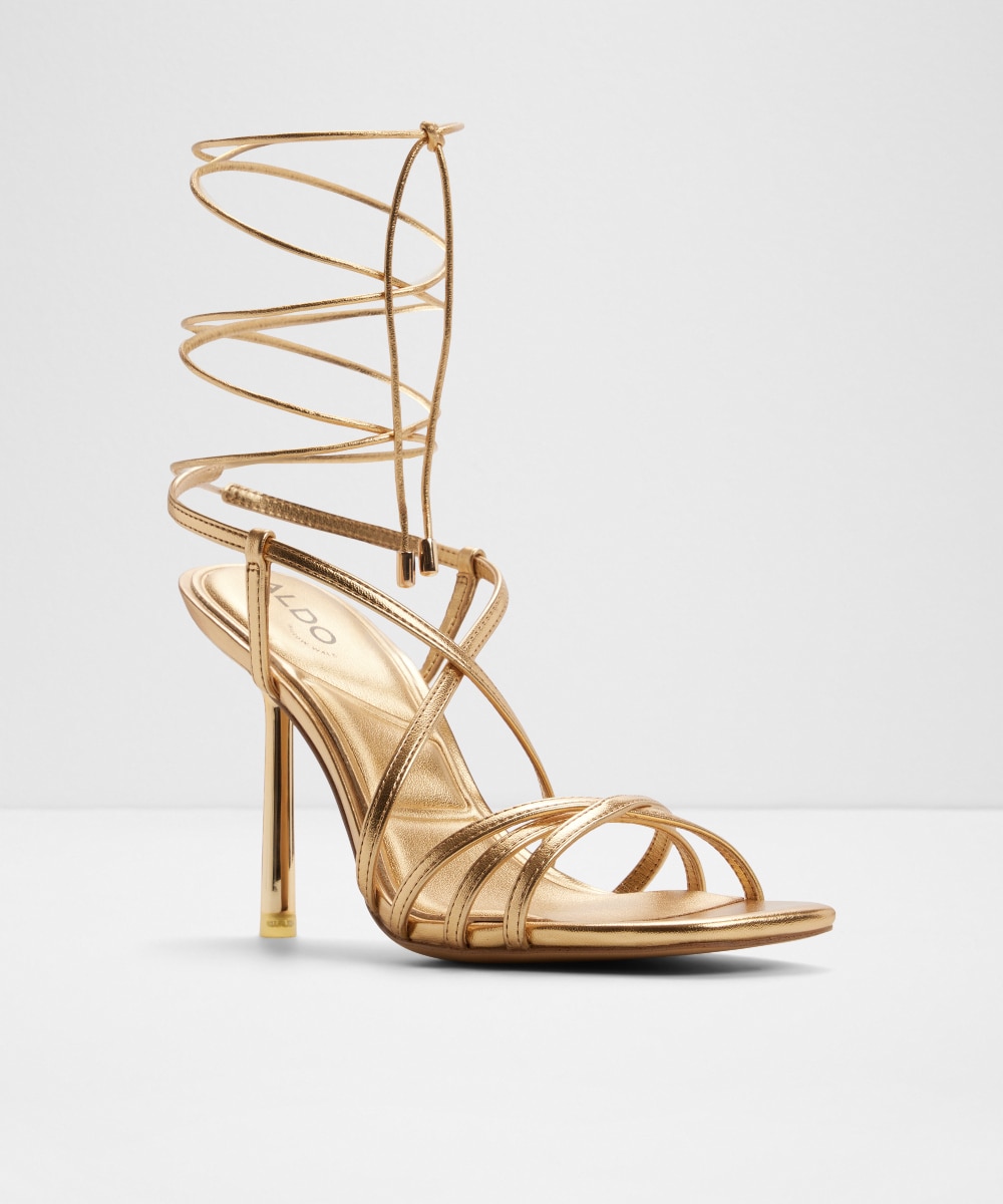 Sandalias de tacón de mujer con punta cuadrada - Aldo - Oro Oro-4