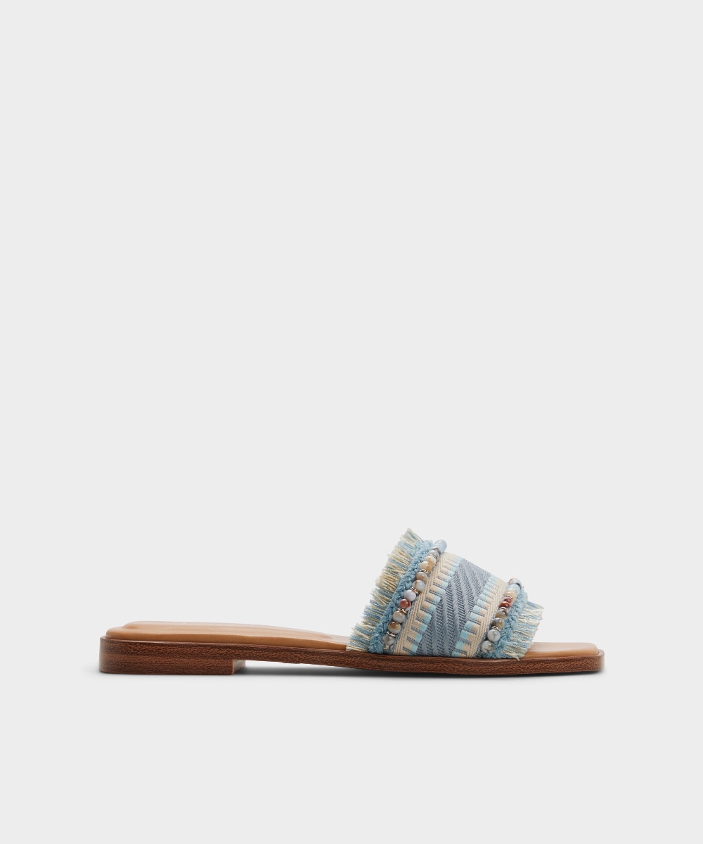Sandalias planas de mujer con punta cuadrada - Aldo - Azul/Beige Azul/Beige-1