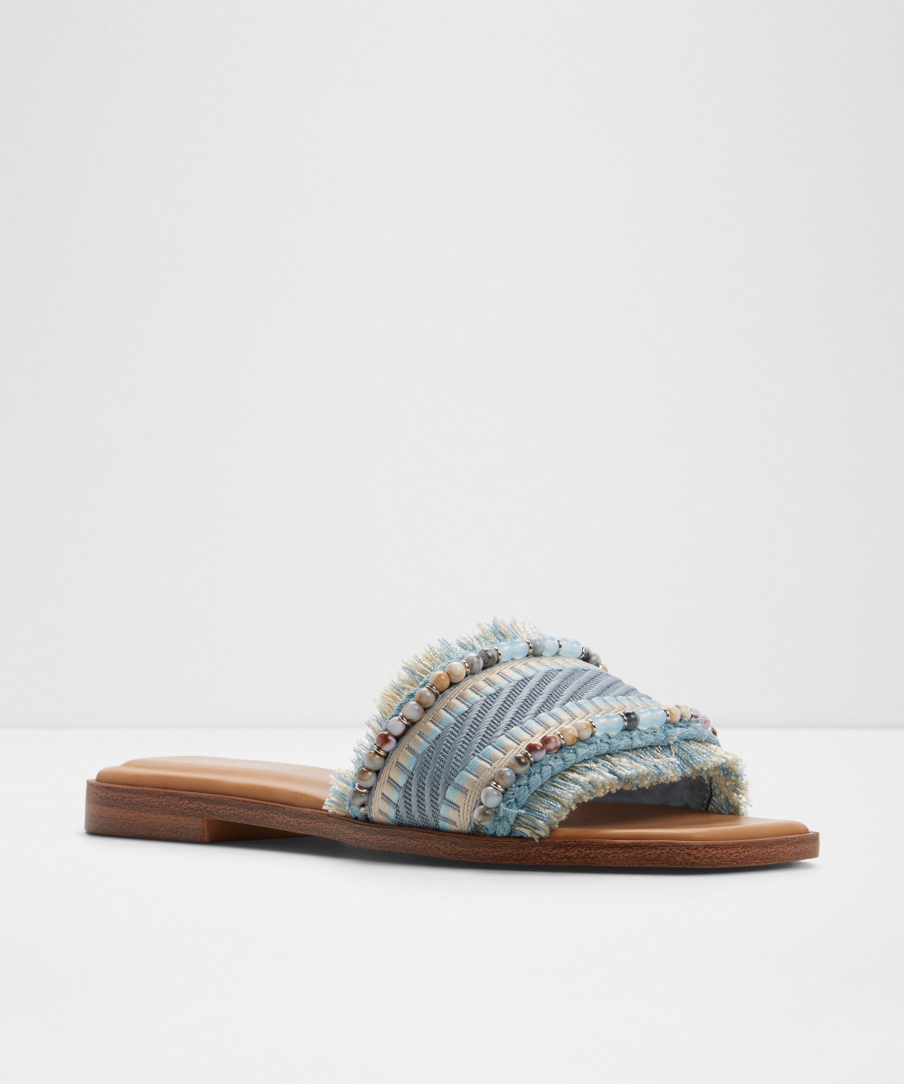 Sandalias planas de mujer con punta cuadrada - Aldo - Azul/Beige Azul/Beige-4