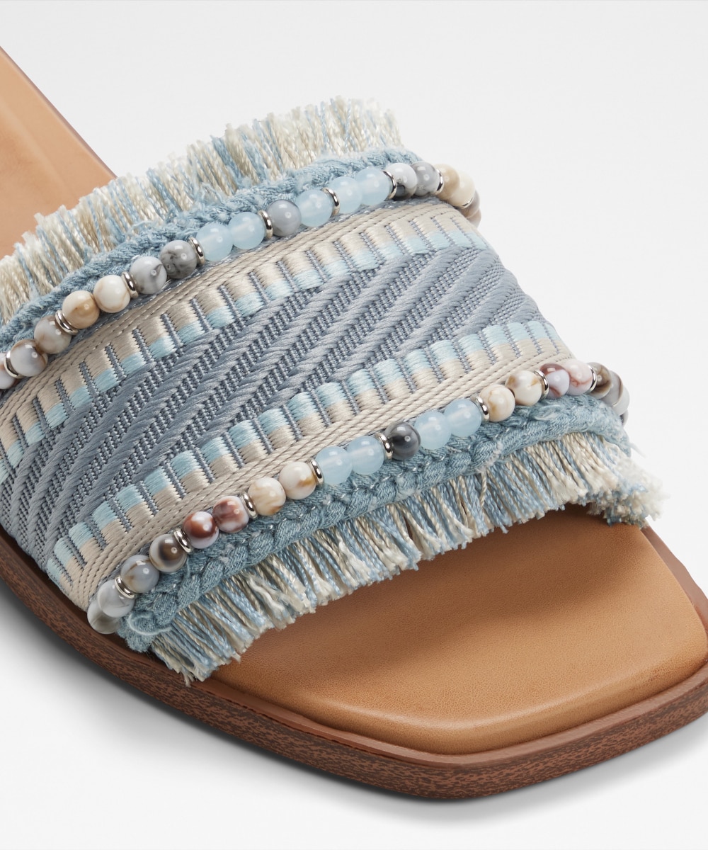 Sandalias planas de mujer con punta cuadrada - Aldo - Azul/Beige Azul/Beige-5