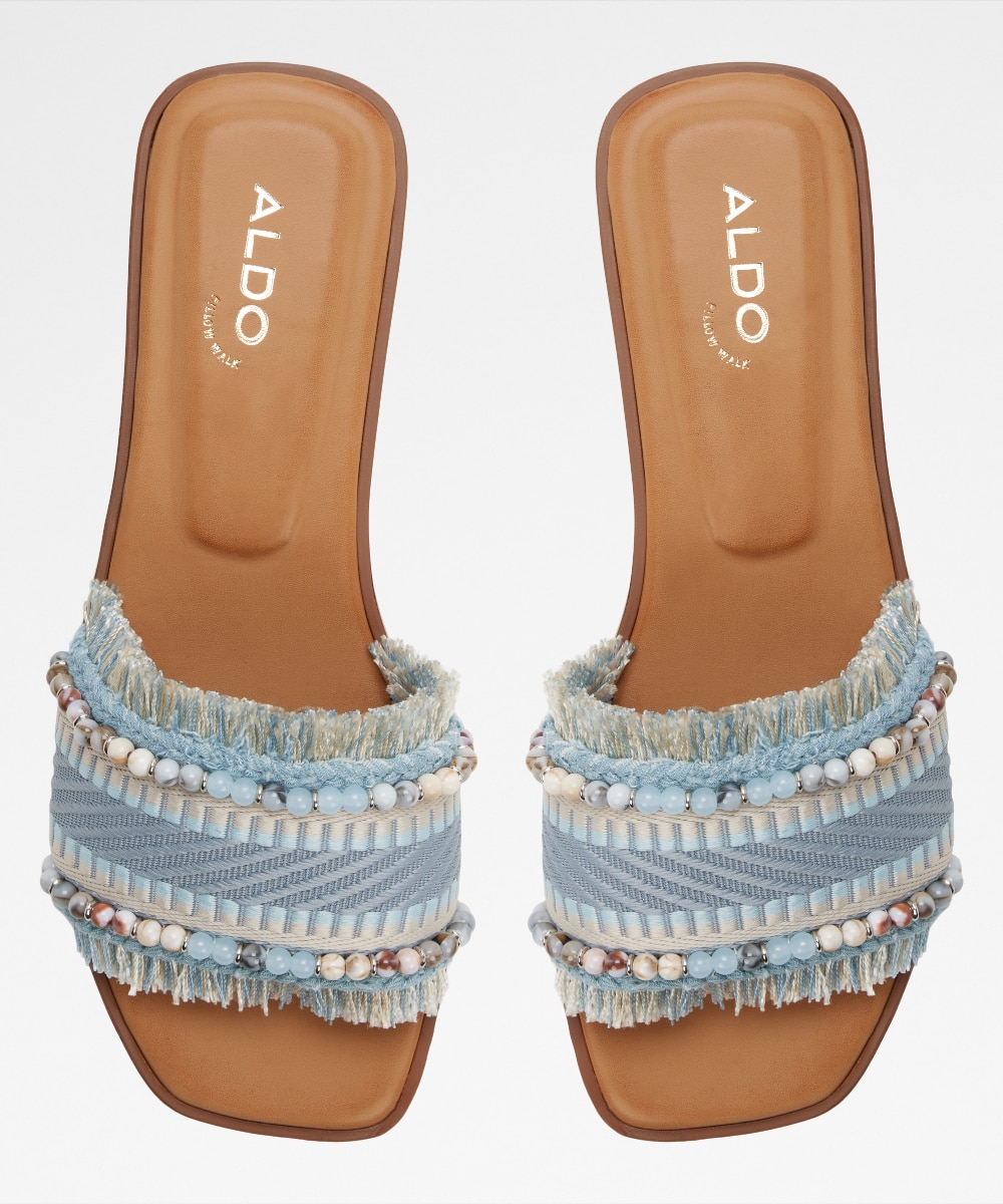 Sandalias planas de mujer con punta cuadrada - Aldo - Azul/Beige Azul/Beige-6