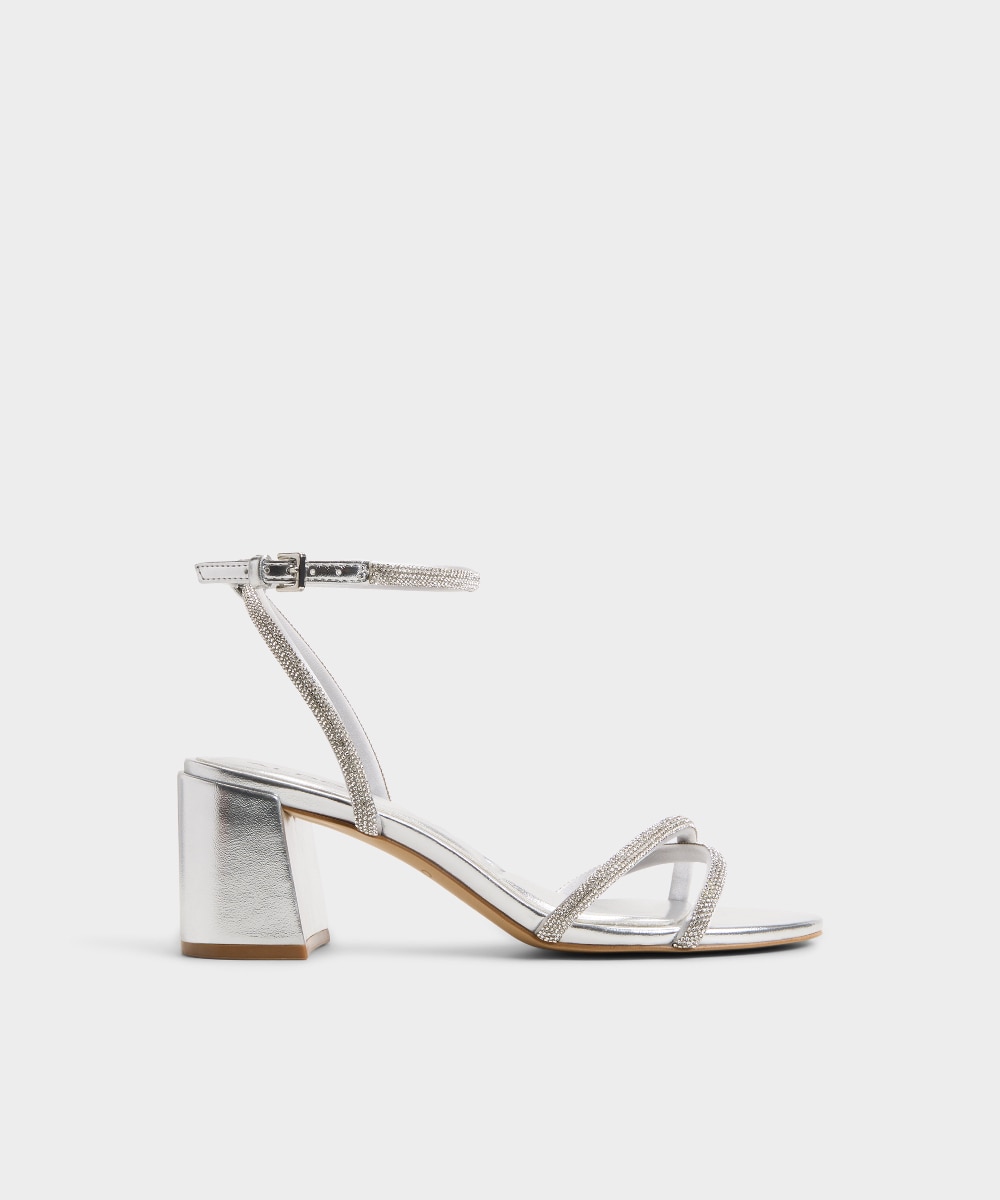 Sandalias de tacón de mujer con punta redonda - Aldo - Plata Plata-1