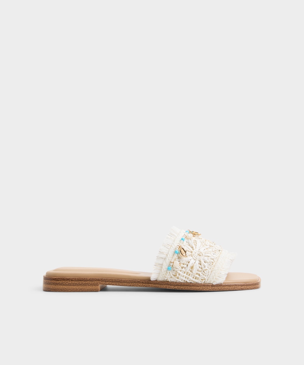 Sandalias planas de mujer con punta cuadrada - Aldo - Blanco Blanco-1