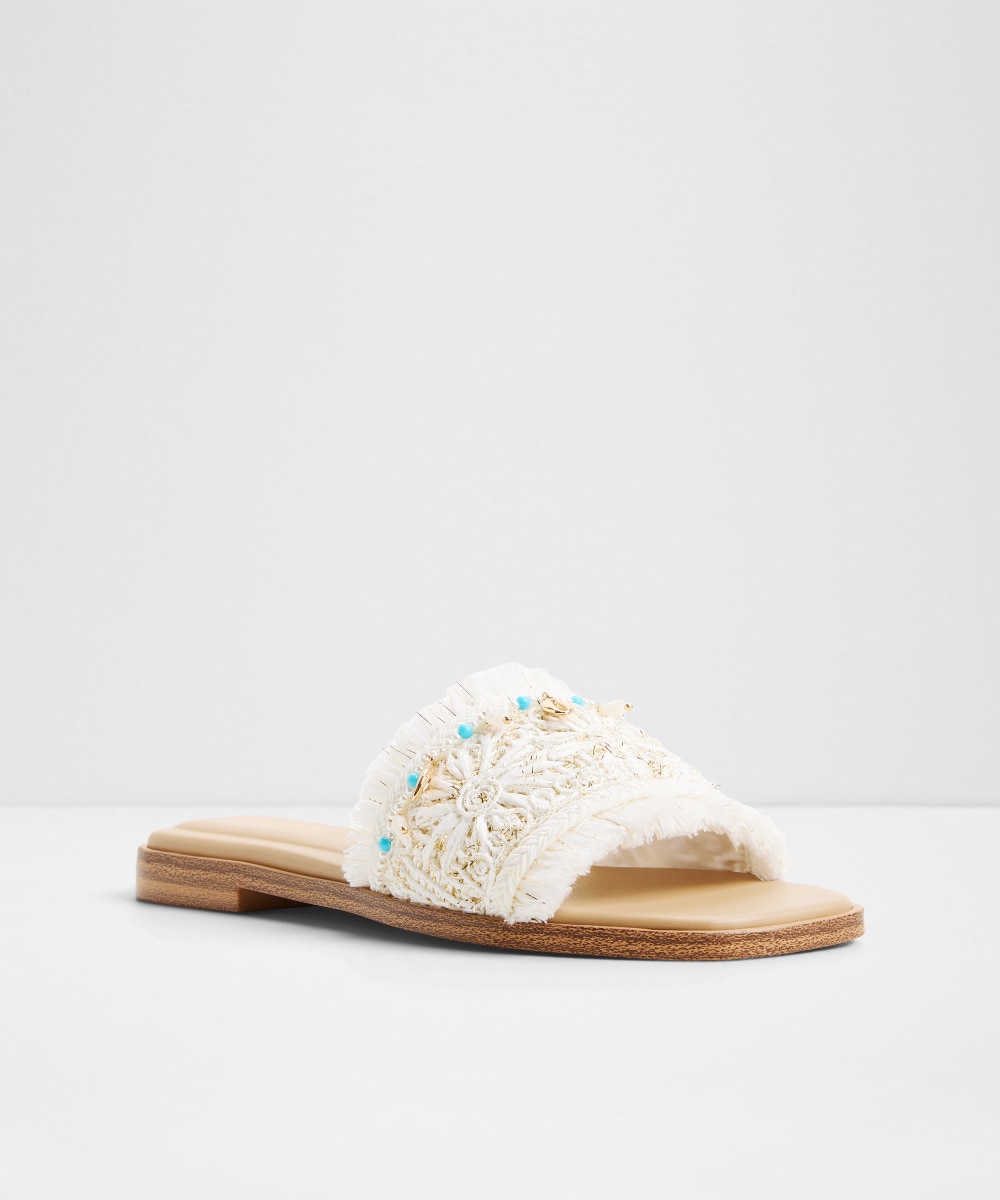 Sandalias planas de mujer con punta cuadrada - Aldo - Blanco Blanco-4