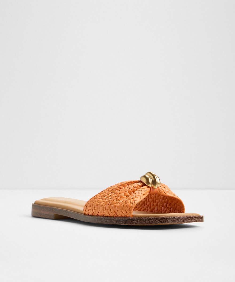 Sandalias planas de mujer con punta cuadrada - Aldo - Naranja fuerte Naranja fuerte-4
