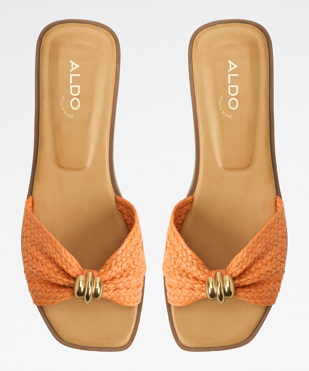 Sandalias planas de mujer con punta cuadrada - Aldo - Naranja fuerte Naranja fuerte-6