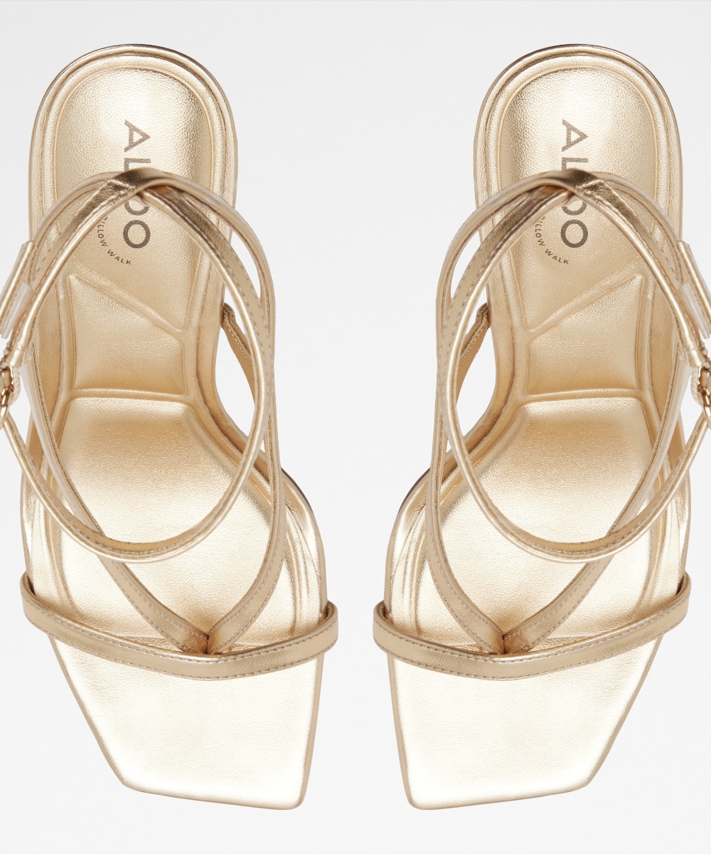 Sandalias de tacón de mujer con punta cuadrada - Aldo - Oro Oro-6