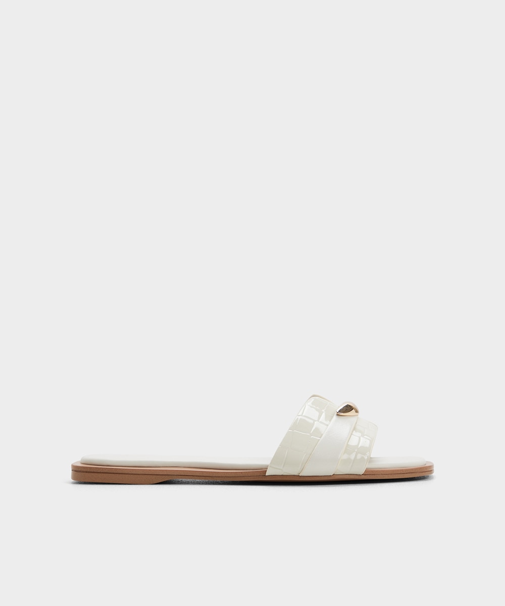Sandalias planas de mujer con punta cuadrada - Aldo - Blanco Blanco-1
