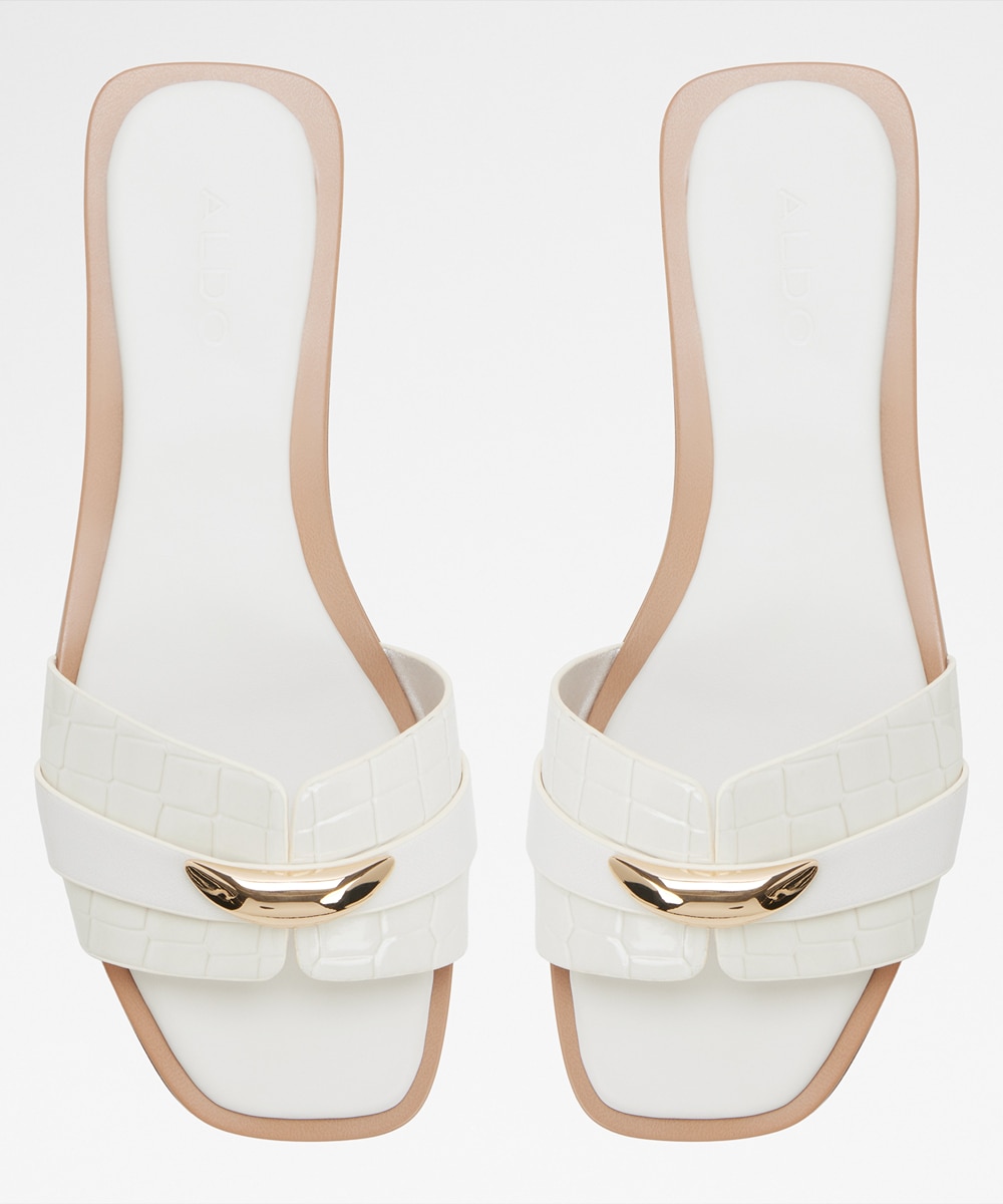 Sandalias planas de mujer con punta cuadrada - Aldo - Blanco Blanco-3