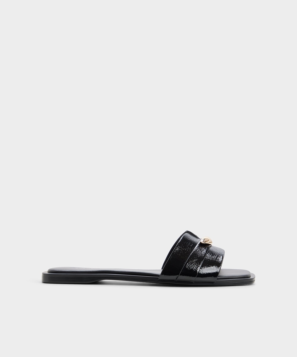 Sandalias planas de mujer con punta cuadrada - Aldo - Negro Negro-1