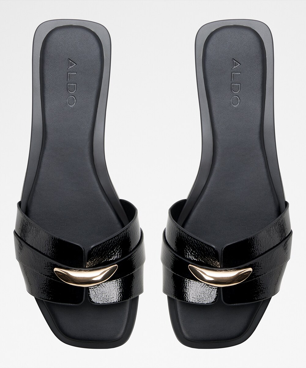 Sandalias planas de mujer con punta cuadrada - Aldo - Negro Negro-3