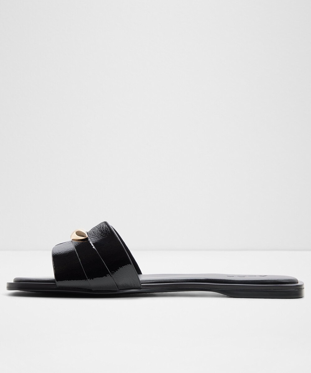 Sandalias planas de mujer con punta cuadrada - Aldo - Negro Negro-4