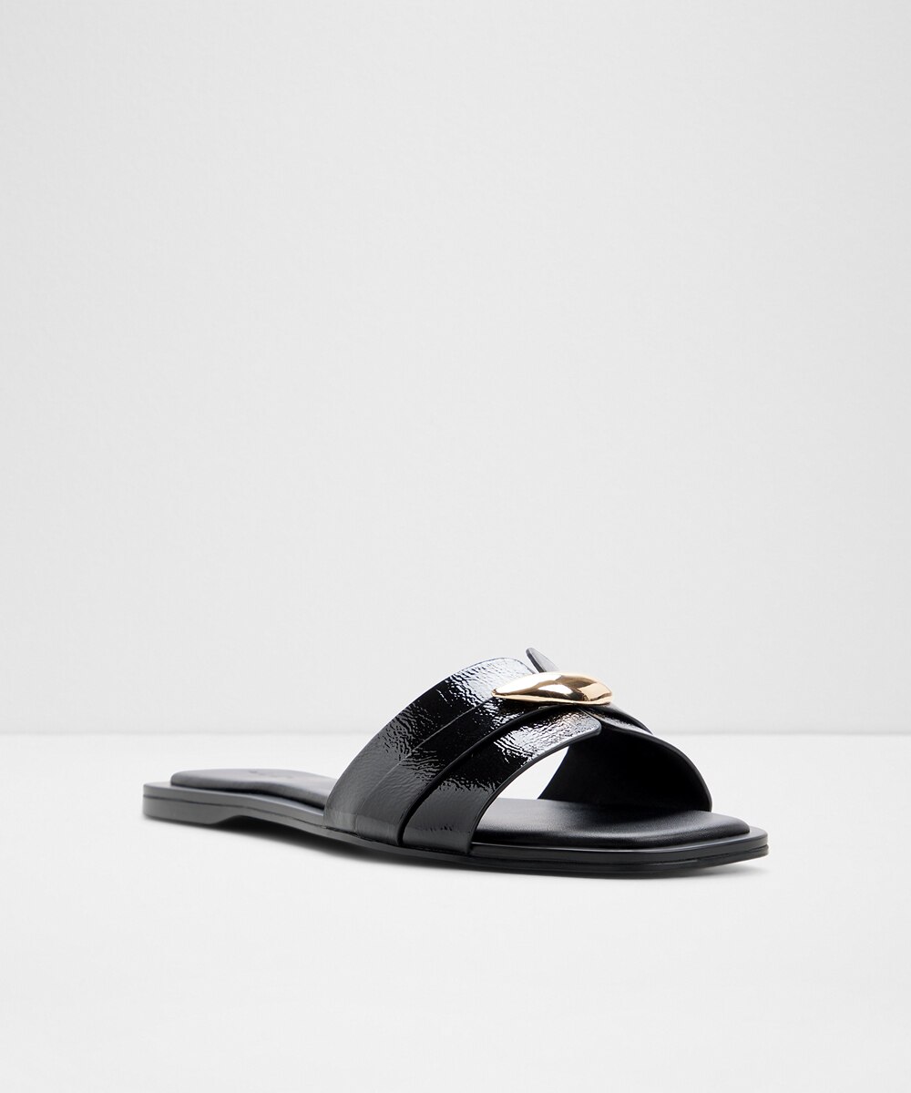 Sandalias planas de mujer con punta cuadrada - Aldo - Negro Negro-5