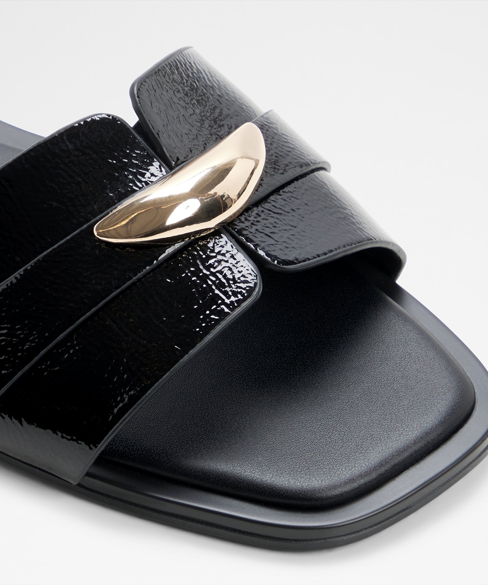 Sandalias planas de mujer con punta cuadrada - Aldo - Negro Negro-6