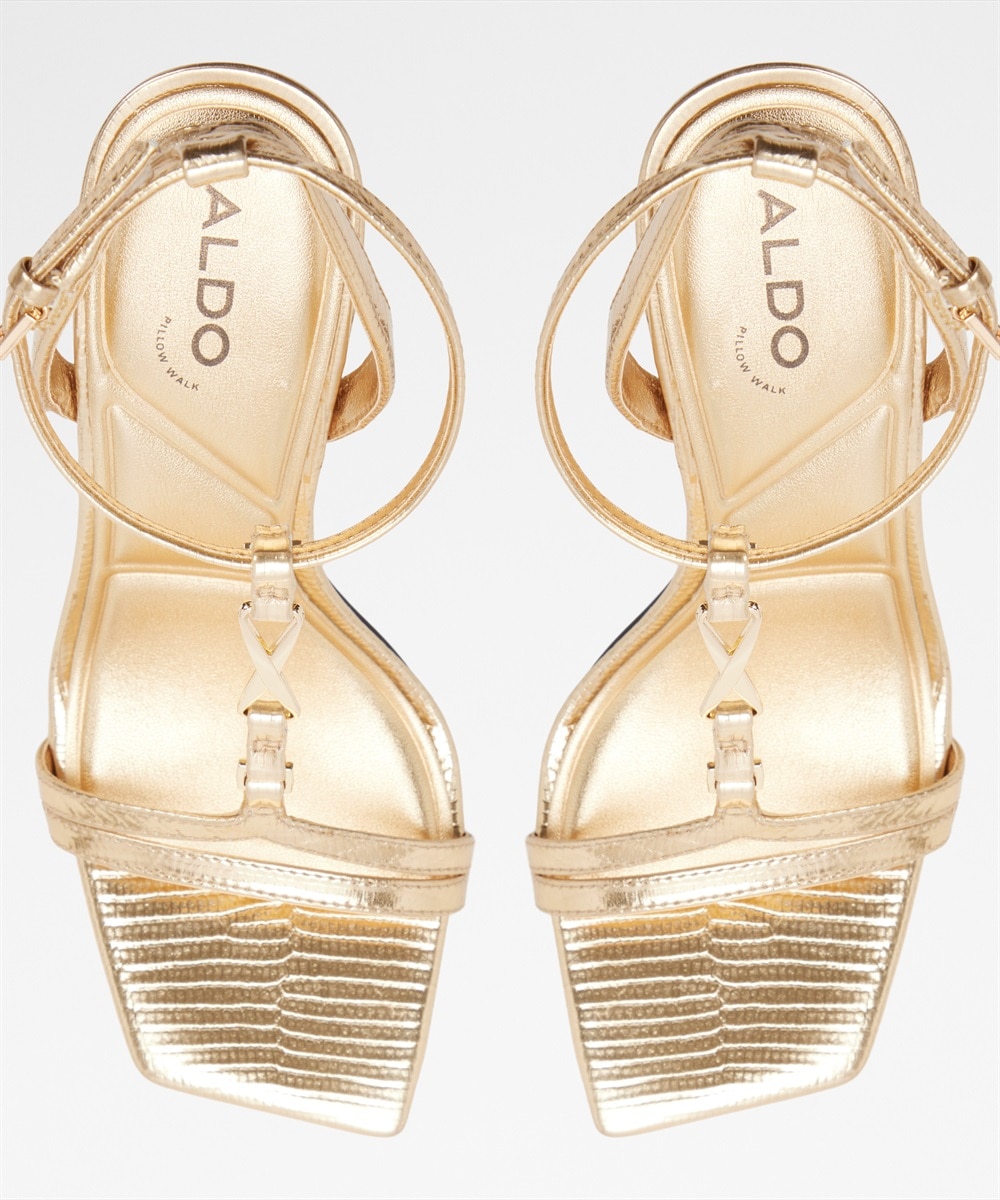Sandalias de tacón de mujer con punta cuadrada - Aldo - Oro Oro-3