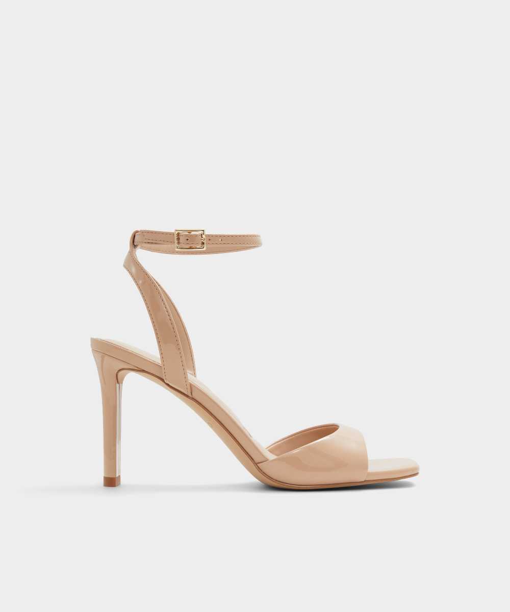 Imagen 0 de Sandalias de tacón de mujer con punta cuadrada Beige