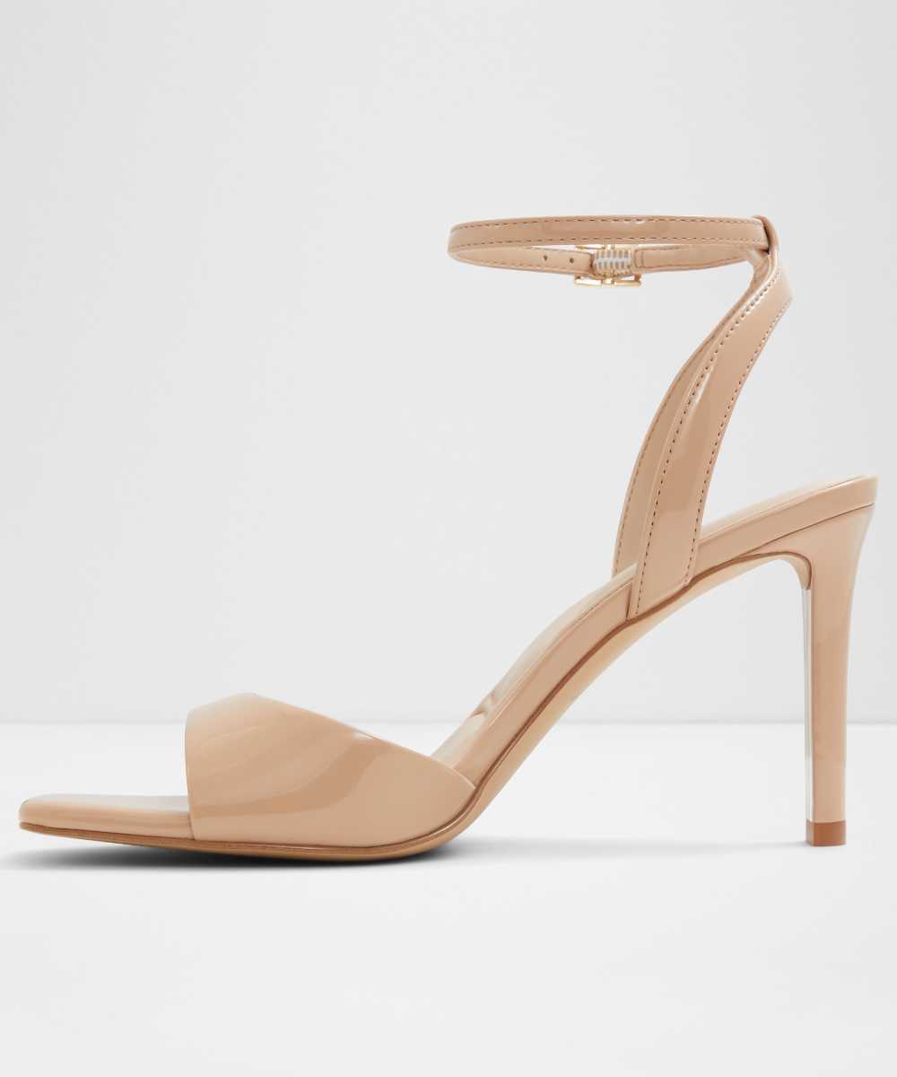 Sandalias de tacón de mujer con punta cuadrada - Beige Beige-2