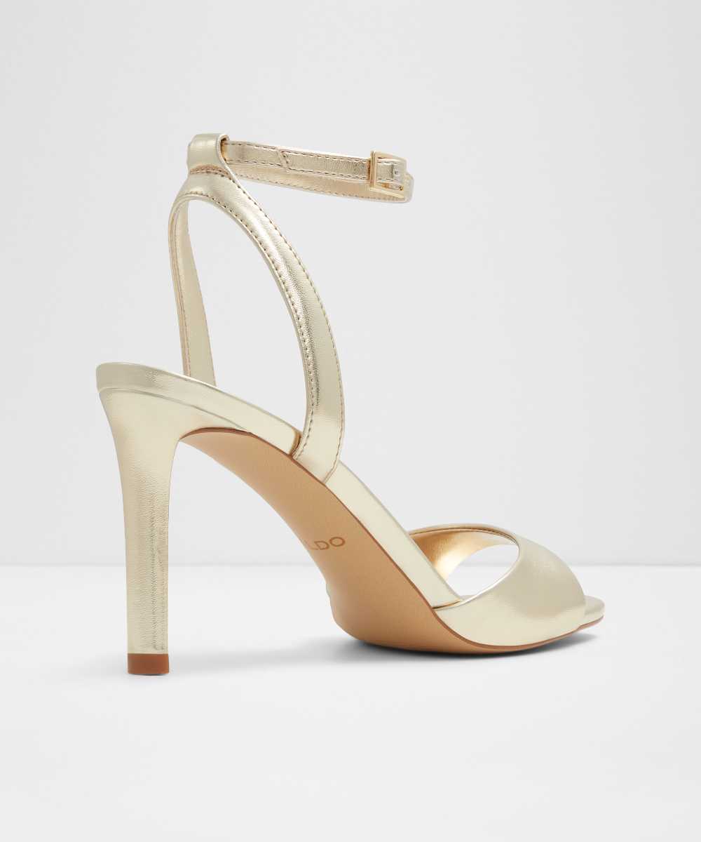 Sandalias de tacón de mujer con punta cuadrada - Oro Oro-5