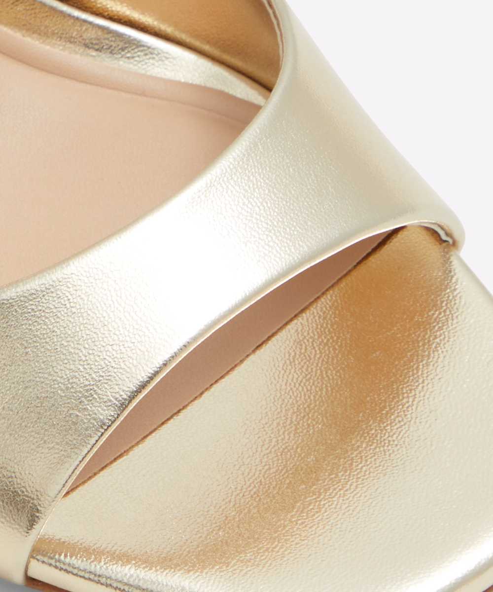 Sandalias de tacón de mujer con punta cuadrada - Oro Oro-3