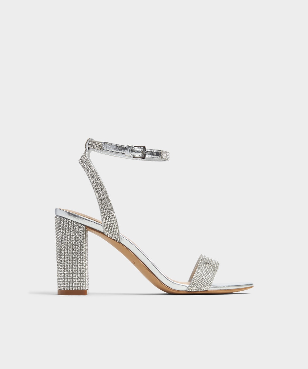 Sandalias de tacón de mujer con punta redonda - Aldo - Plata Plata-1