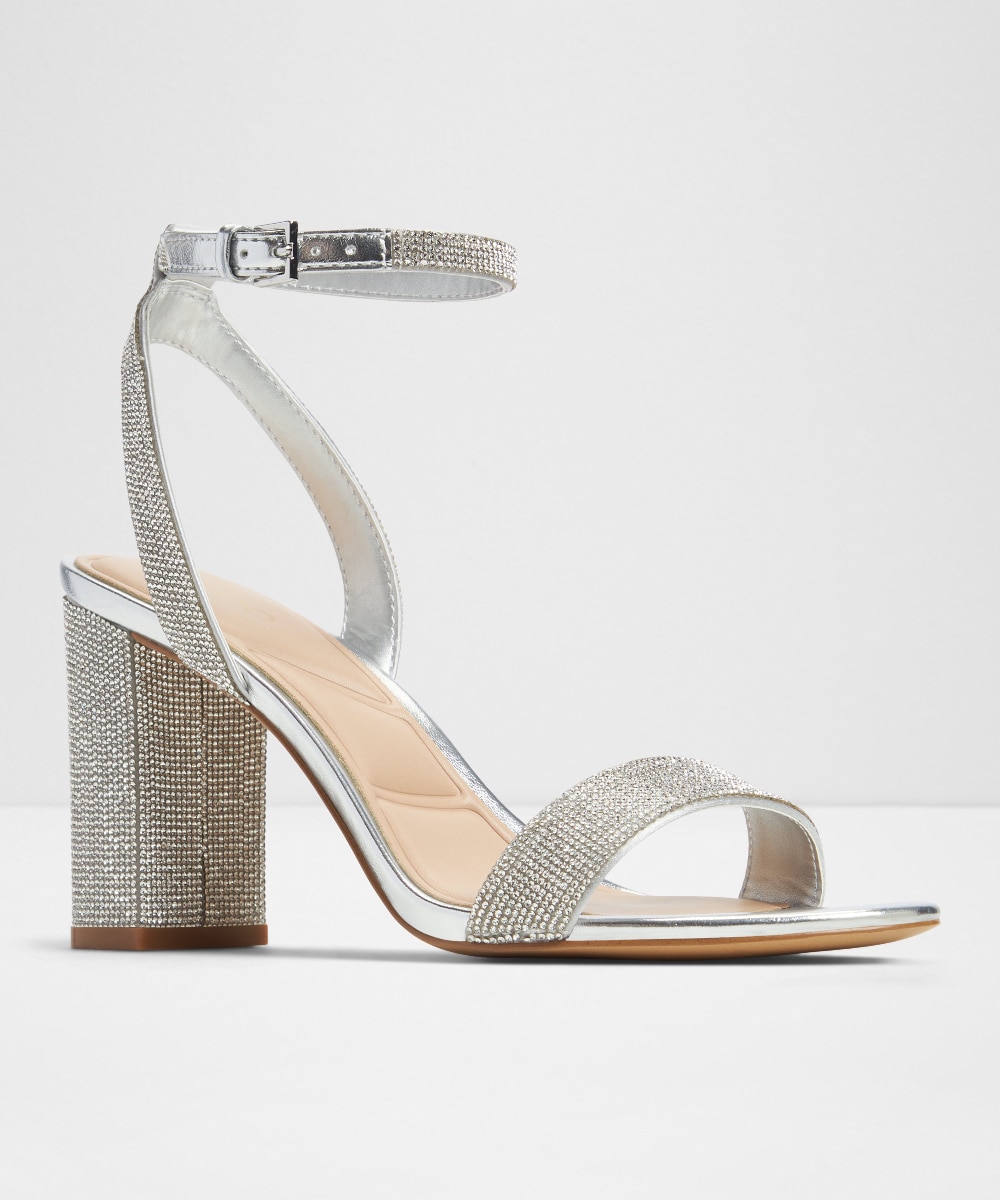 Sandalias de tacón de mujer con punta redonda - Aldo - Plata Plata-4