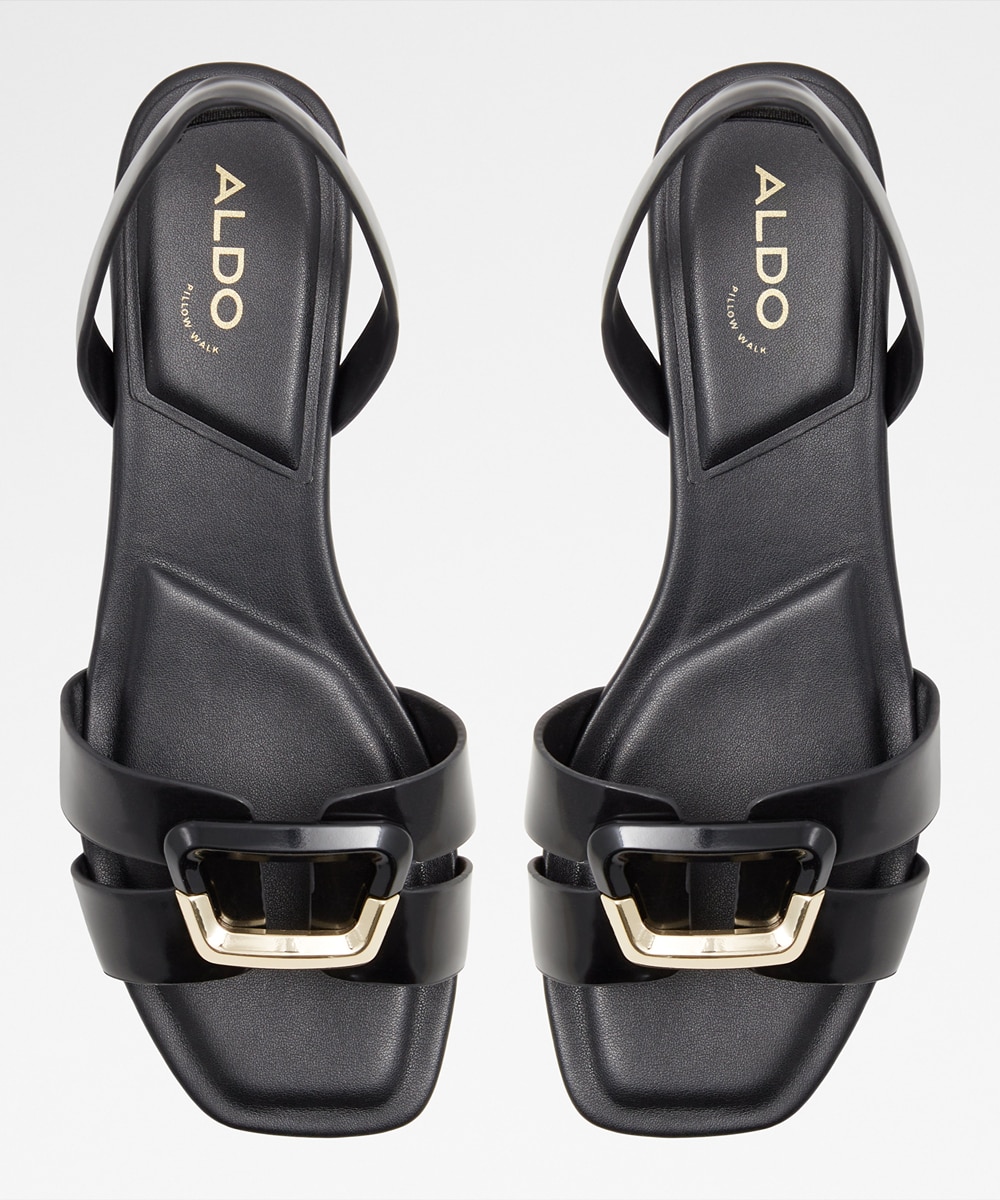 Sandalias planas de mujer con punta cuadrada - Aldo - Negro Negro-3