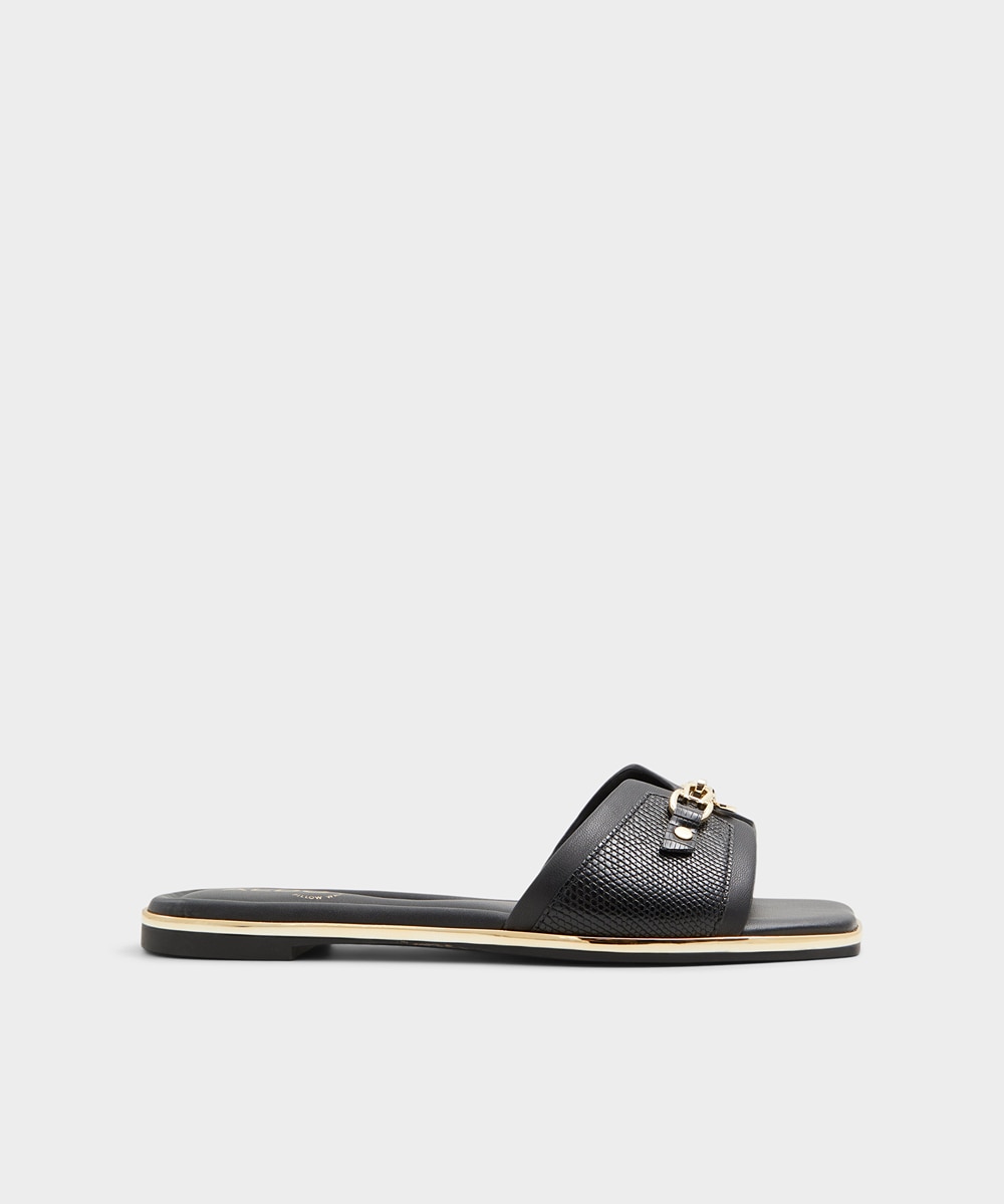 Sandalias planas de mujer con punta cuadrada - Aldo - Negro Negro-1