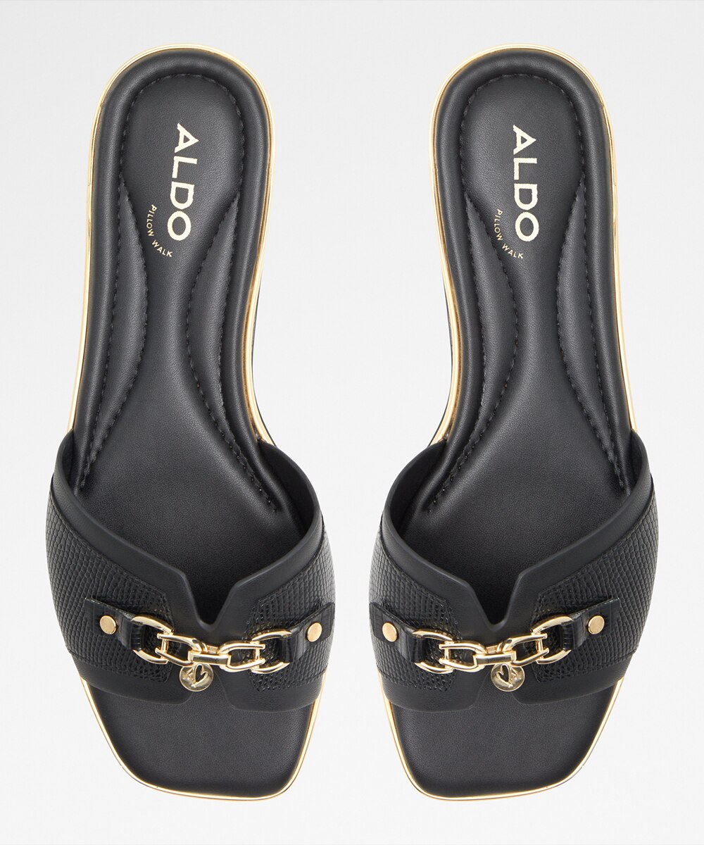Sandalias planas de mujer con punta cuadrada - Aldo - Negro Negro-3
