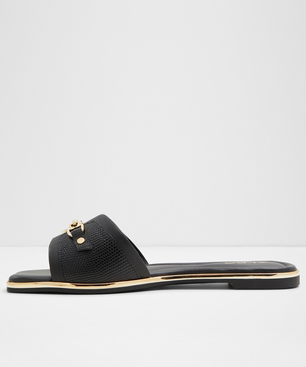 Sandalias planas de mujer con punta cuadrada - Aldo - Negro Negro-4