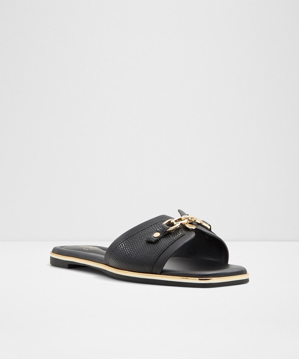 Sandalias planas de mujer con punta cuadrada - Aldo - Negro Negro-5