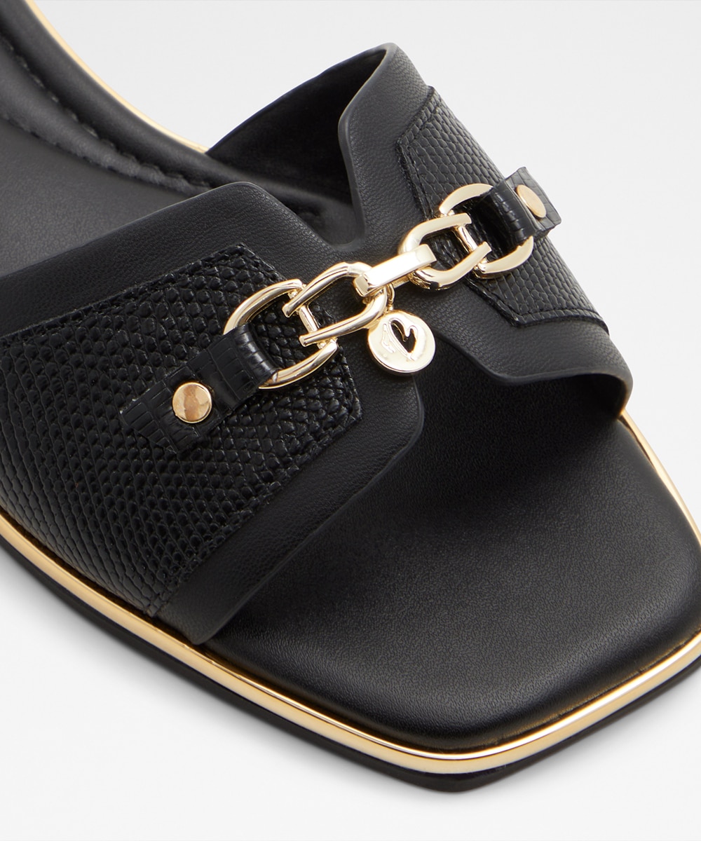 Sandalias planas de mujer con punta cuadrada - Aldo - Negro Negro-6